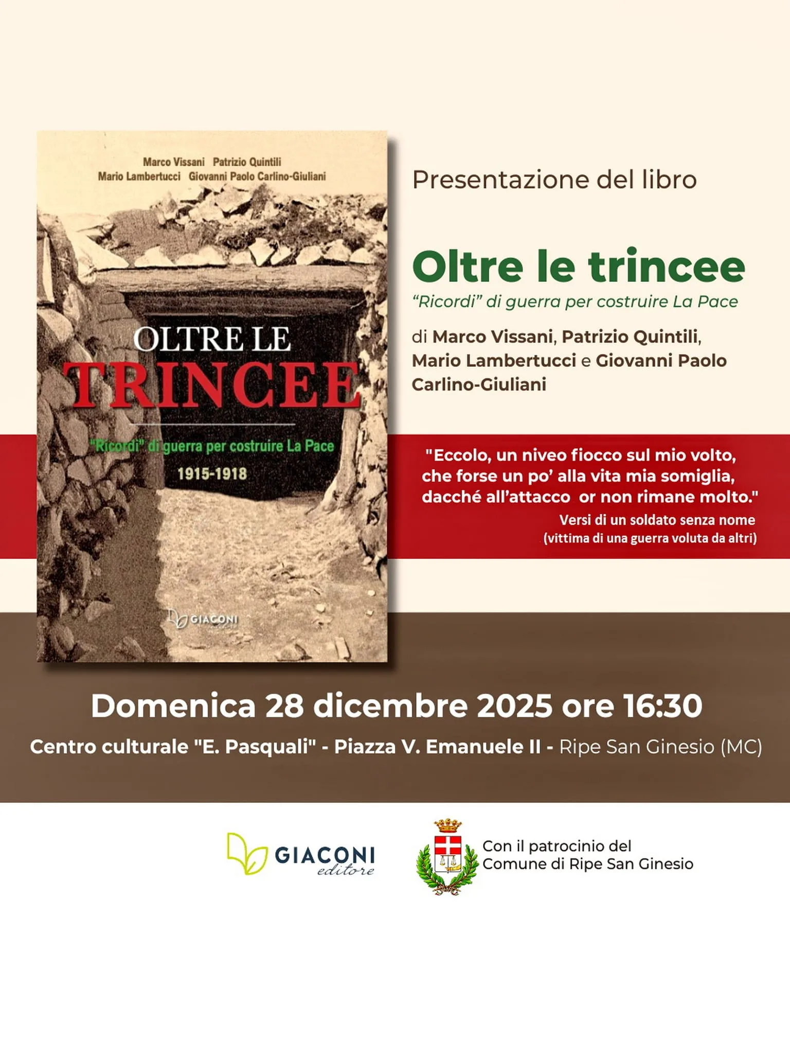 Presentazione del libro “Oltre le trincee”